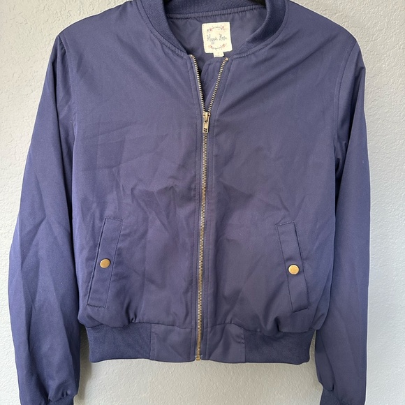 Hippie Rose Indie Blue Jacket Size Small Full Zip Baseball Style Satin Lining - Picture 2 of 9